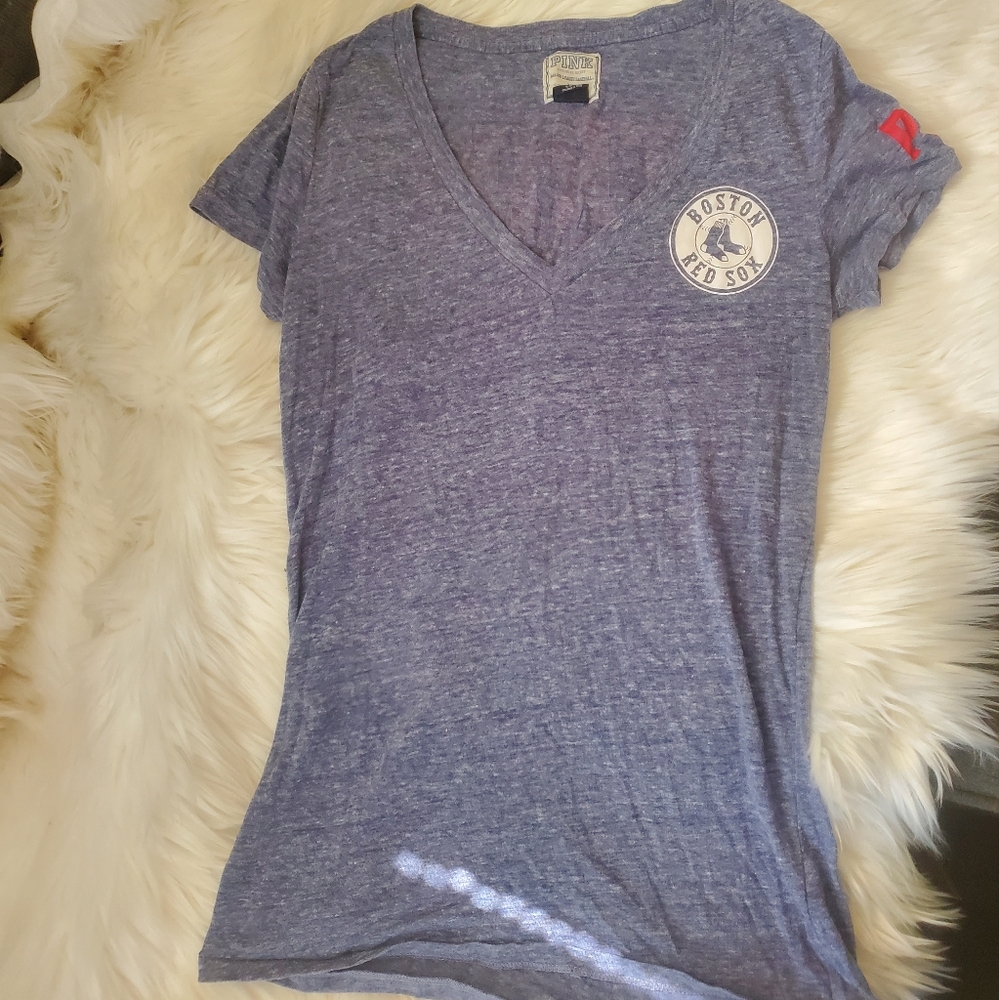 Pink Boston Red Sox Semi Sheer T Shirt